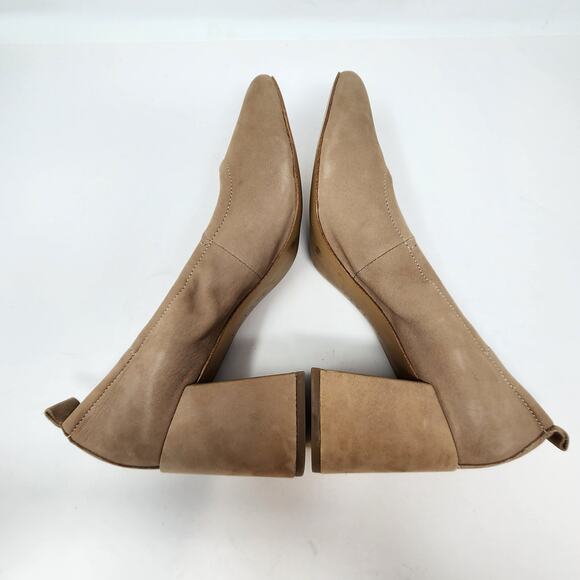 1 State Madene Tan Brown Leather Pumps Heels Size 9 M Block Heel Square Toe - Picture 6 of 8